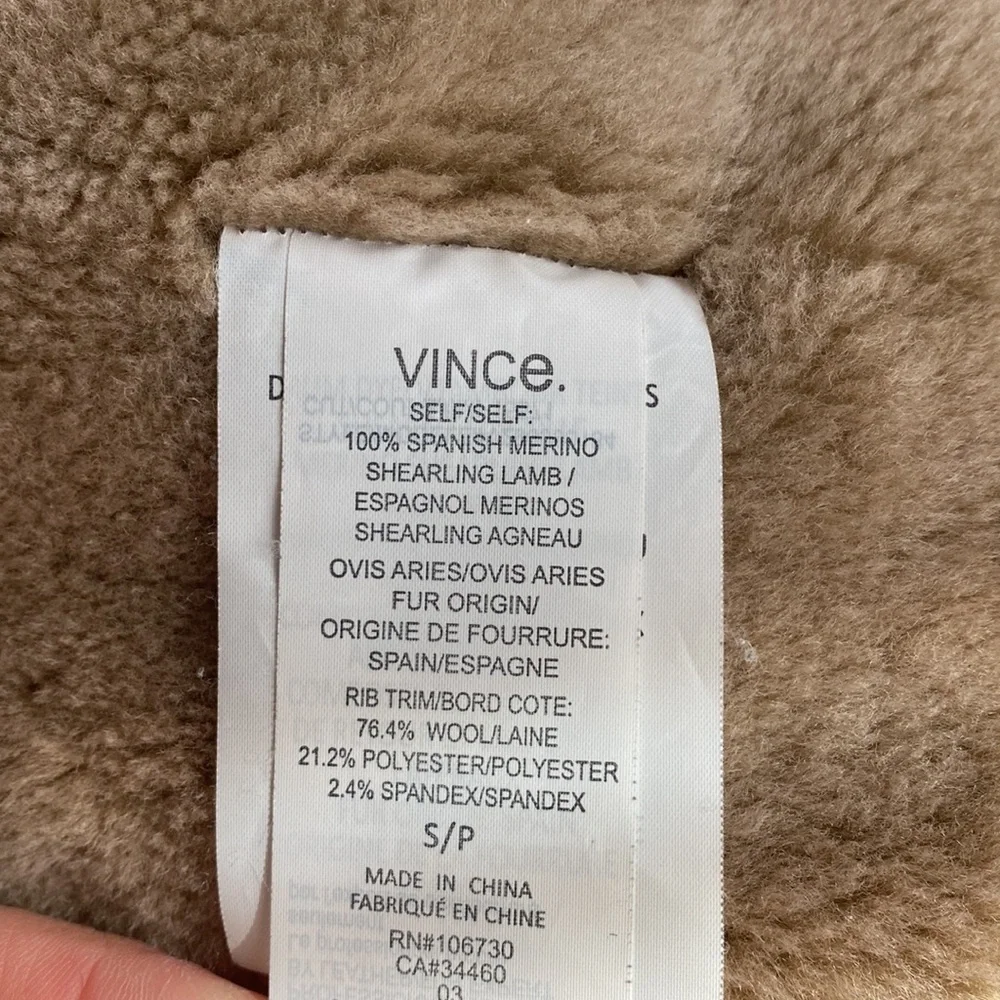 Vince tan shearling draped open jacket - Picture 6 of 10